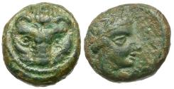 Ancient Coins - Bruttium. Rhegion Æ12 / Lion Scalp