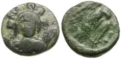 Ancient Coins - Euboia. Chalkis Æ14 / Eagle
