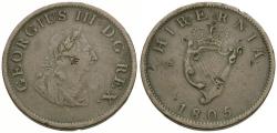 Ancient Coins - Ireland. George III (1760-1820) Æ Halfpenny / Harp