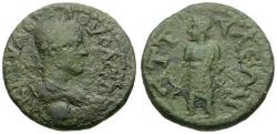 Ancient Coins - Volusian (AD 251-253). Pamphylia. Attalia Æ22 / Asklepios