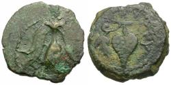 Ancient Coins - Judaea. Hedrodian. Herod Archelaus (4 BC-AD 6) Æ Prutah / Grapes