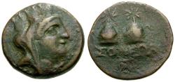Ancient Coins - Cilicia. Soloi Æ19 / Caps of Dioscuri