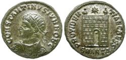 Ancient Coins - Constantine II, as Caesar (AD 316-337) Silvered Æ3 / Campgate