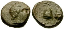 Ancient Coins - Cimmerian Bosporus. Pantikapaion Æ12 / Caps