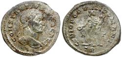 Ancient Coins - Constantius I, as Caesar (AD 293-305) Silvered &#198; Follis / Genius