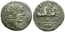 Ancient Coins - 118 BC - Roman Republic. C. Plutius AR Denarius / Dioscuri