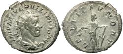 Ancient Coins - Philip I (AD 244-249) AR Antoninianus / Laetitia