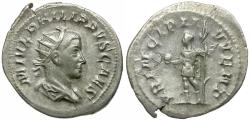 Ancient Coins - Philip II, as Caesar (AD 244-247) AR Antoninianus / Emperor Holding Globe