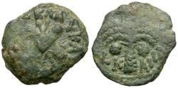 Ancient Coins - Judaea. Roman Procurators. Antonius Felix (AD 52-59) Æ Prutah / Crossed Shields and Spears