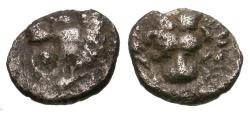 Ancient Coins - Caria. Uncertain mint AR Tetartemorion / Lions