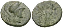 Ancient Coins - Thessaly. Thessalian League. Python, magistrate Æ19 / Demeter
