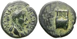 Ancient Coins - Domitia (AD 82-96). Lydia. Thyateira Æ16 / Lyre