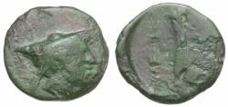 Ancient Coins - Thessaly. Pherai. Alexander, Tyrant (369-359 BC) Æ14 / Horse's Leg