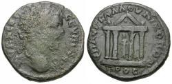 Ancient Coins - Septimius Severus (AD 193-211). Moesia Inferior. Nicopolis ad Istrum. Flavius Ulpianus, legatus Augusti pro praetore Æ25 / Temple