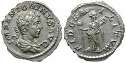 Ancient Coins - Elagabalus (AD 218-222) AR Denarius / Fides