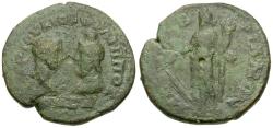 Ancient Coins - Philip II, as Caesar (AD 244-249) with Serapis. Thrace. Mesembria Æ26 / Tyche