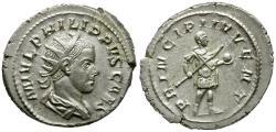 Ancient Coins - Philip II, as Caesar (AD 244-247) AR Antoninianus / Emperor in Military Dress