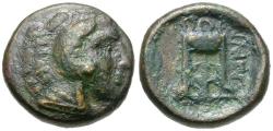 Ancient Coins - Macedon. Philippi Æ17 / Tripod