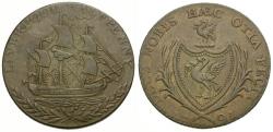 World Coins - Great Britain. Lancashire. Liverpool Copper Halfpenny / Ship