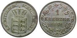 World Coins - Germany. Wurttemberg. Karl I (1864-1891) AR Kreuzer