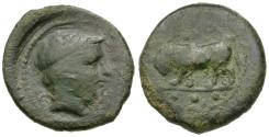 Ancient Coins - Sicily. Gela Æ Trias / Bull