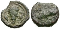 Ancient Coins - Sicily. Gela Æ12 Tetras / Bull