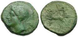 Ancient Coins - Bruttium. The Brettii Æ16 / Zeus driving Biga