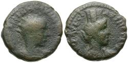 Ancient Coins - Trajan Decius (AD 249-251). Samaria. Caesarea Maritima Æ20 / Lindgren Plate Coin