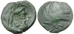 Ancient Coins - Cimmerian Bosporus. Pantikapaion Æ23 / Athena Countermark
