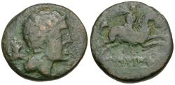 Ancient Coins - Spain. Iberia. Ausetans. Esutibaikula / Eusti Æ25 / Horseman