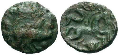 Ancient Coins - aVF/VF Ambiani Tribe Bronze / Horse and Boar
