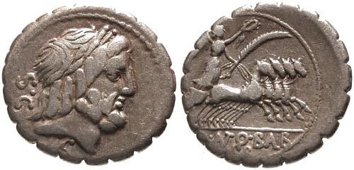 Ancient Coins - VF/VF Antonia 1 Roman Republic Denarius / Victory in quadriga