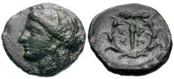 Ancient Coins - Argolis. Hermione &#198; Chalkous / Torch within Wreath