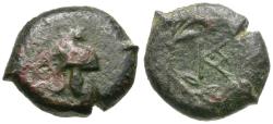 Ancient Coins - Sicily. Aetna. Campanian Mercenaries Æ14 / Helmet