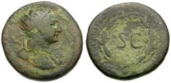 Ancient Coins - Trajan (AD 98-117) Æ AS / Wreath