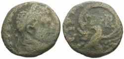 Ancient Coins - Severus Alexander (AD 222-235). Samaria. Caesarea Maritima Æ19 / Wreath and Eagle