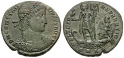 Ancient Coins - Constantius II (AD 337-361) Æ Centenionalis / Emperor in Galley