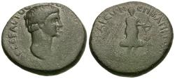Ancient Coins - Nero (AD 54-68). Lydia. Hierocaesarea. Capito, high priest Æ19 / Artemis