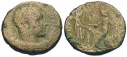 Ancient Coins - Philip I (AD 244-249). Samaria. Caesarea Maritima Æ29 / Emperor Presenting Nike to Roma
