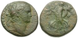 Ancient Coins - Domitian (AD 81-96). Samaria. Caesarea Maritima Æ17 / Nike