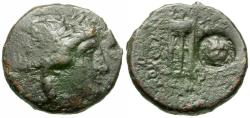Ancient Coins - Seleukid Kings. Antiochos II Theos (261-247 BC) Æ18 / Counterstamp