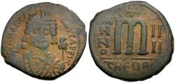 Ancient Coins - *Sear 532* Byzantine Empire. Maurice Tiberius (AD 582-602) Æ Follis