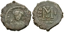 Ancient Coins - *Sear 494* Byzantine Empire. Maurice Tiberius (AD 582-602) Æ Follis