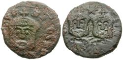 Ancient Coins - *Sear 1680* Byzantine Empire. Theophilus (AD 829-842) with Michael II and Constantine AE Follis