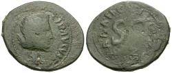 Ancient Coins - Augustus (27 BC-AD 14). C. Asinius Gallus moneyer Æ As / Overstrike with Undertype