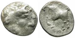 Ancient Coins - Celts of the Middle Danube. The Amantini. Imitation of Philip II of Macedon. Kugelwange type AR Drachm