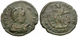 Ancient Coins - Gratian (AD 367-383) Æ Maiorina / Emperor in Galley