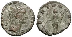 Ancient Coins - Claudius II Gothicus (AD 268-270) Silvered Æ Antoninianus / Fortuna