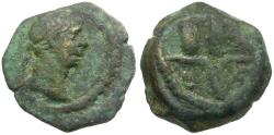 Ancient Coins - Trajan (AD 98-117) Egypt. Alexandria Æ Dichalkon / Crown of Harpokrates
