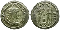 Ancient Coins - Probus (AD 276-282) Æ Silvered Antoninianus / Orbis Terraria